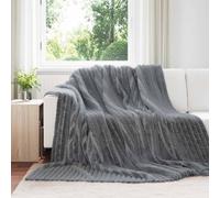 Throw Blanket Dark Grey Fleece 240 x 270 cm Soft Lightweight Cozy Home Decor