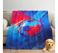 Throw Blanket Dynamic Football Ink Splash for Kids Boy, Blue Cartoon, 220 x 240 cm Soft Lightweight Breathable Microfibre Flannel Fleece Bed Throw for Sofa Couch