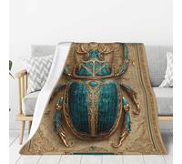 Throw Blanket Egyptian Scarab Featuring A Detailed Illustration Of A Grand Blue-Green Bugs Blanket Soft Cozy Throw For Kids Couch All Season 150x200cm