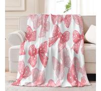 Throw Blanket Exquisite Polka Dots Bow Printed Blanket Super Soft Flannel Throw Blankets, Pink Lightweight Fluffy Plush Fuzzy Bed Blanket for Bedding Sofa and Travel, 70x100 cm