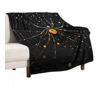 Throw Blanket Flannel,Spider in Web Printed Anti-Pilling Fuzzy Fluffy Cozy Soft Blanket Vertical Version for Bedroom Couch Livingroom (50"x60")