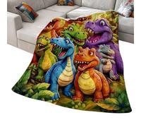 Throw Blanket for Bed - Flannel Colorful Cartoon - Dinosaur Throw Blanket Couch Decor - for Living Room Bedroom Sofa Recliner Lounge Dorm Apartment Kids Boys Girls Teens