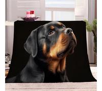Throw Blanket for Couch Baby Size, Animal Rottweiler Cozy Flannel Fleece Blanket Throw, Soft Throw Blanket For Bed or Bed Throws For Sofa, Black Lightweight Throws for Gifts