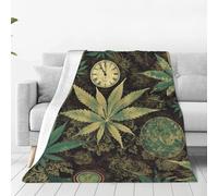 Throw Blanket for Couch Cozy Warm Fuzzy Plush Thick Soft Blankets A Puff in Time Weed Marijuana Blanket All Seasons Lightweight Flannel Fleece Throw Blankets for Bed Sofa Bedroom Living Room 60"x50"
