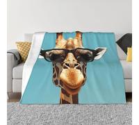 Throw Blanket for Couch Cozy Warm Fuzzy Plush Thick Soft Blankets Giraffe with Sunglasses Blanket All Seasons Lightweight Flannel Fleece Throw Blankets for Bed Sofa Bedroom Living Room 60"x50"