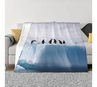 Throw Blanket for Couch Cozy Warm Fuzzy Plush Thick Soft Blankets Penguins on the Iceberg Blanket All Seasons Lightweight Flannel Fleece Throw Blankets for Bed Sofa Bedroom Living Room 80"x60"