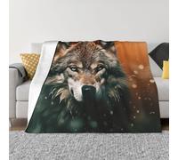 Throw Blanket for Couch Cozy Warm Fuzzy Plush Thick Soft Blankets Wolf in the forest at night Blanket All Seasons Lightweight Flannel Fleece Throw Blankets for Bed Sofa Bedroom Living Room 80"x60"