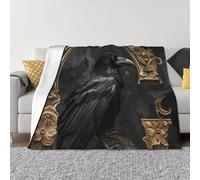 Throw Blanket for Couch - Gothic Raven Portrait Soft Comfy Lightweight Cozy Warm Throw Blanket, Fuzzy Plush Flannel Blanket & Throws for Sofa and Bed All Season