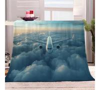 Throw Blanket for Couch Small Single Size, Sky Plane Bird'S-Eye View Cozy Flannel Fleece Blanket Throw, Soft Throw Blanket For Bed or Bed Throws For Sofa, Grey Lightweight Throws for Gifts