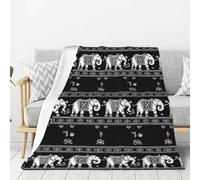 Throw Blanket for Couch Sofa and Bed - Black White Simple Elephant Print Fashion Soft Lightweight Comfy Fuzzy Throw Blanket, Warm Cozy Plush Flannel Throws for All Season