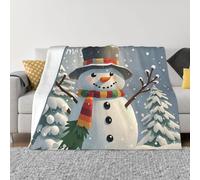 Throw Blanket for Couch Super Soft Cozy Bed Blanket Ultra-Soft Micro Merry Christmas Snowman Blankets for All Season Warm Lightweight Fleece Throw Blankets for Sofa Bedroom Living Room 80"x60"