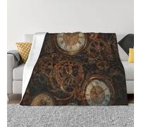 Throw Blanket for Couch Super Soft Cozy Bed Blanket Ultra-Soft Micro Rusty Steampunk Clock Blankets for All Season Warm Lightweight Fleece Throw Blankets for Sofa Bedroom Living Room 40"x30"