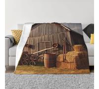 Throw Blanket for Couch Super Soft Cozy Bed Blanket Ultra-Soft Micro Wooden Barn Countryside Blankets for All Season Warm Lightweight Fleece Throw Blankets for Sofa Bedroom Living Room 40"x30"