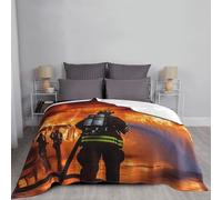 Throw Blanket for Couch Thick Soft Fleece Blankets Warm Cozy Air Conditioning Quilt All Seasons Firefighter Fireman Flame Blanket Lightweight Flannel Fuzzy Blankets for Bed Couch Sofa 50"x40"