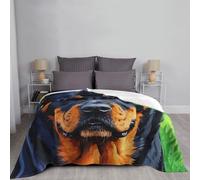 Throw Blanket for Couch Thick Soft Fleece Blankets Warm Cozy Air Conditioning Quilt Cool Rottweiler Dog Art Blanket Lightweight Flannel Fuzzy Blankets for Bed Couch Living Room Sofa 50"x40"