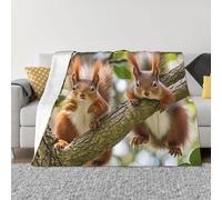 Throw Blanket for Couch Ultra-Soft Micro Fleece Blankets Cute Squirrels Blanket Warm Cozy Thick Throws Lightweight Flannel Fuzzy Blankets for Bed Living Room Sofa Home Decor All Season 40"x30"