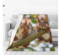 Throw Blanket for Couch Ultra-Soft Micro Fleece Blankets Cute Squirrels Blanket Warm Cozy Thick Throws Lightweight Flannel Fuzzy Blankets for Bed Living Room Sofa Home Decor All Season 50"x40"