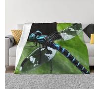 Throw Blanket for Couch Ultra-Soft Micro Fleece Blankets Dragonfly on the Leaf Blanket Warm Cozy Thick Throws Lightweight Flannel Fuzzy Blankets for Bed Living Room Sofa Home Decor All Season 80"x60"