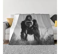 Throw Blanket for Couch Ultra-Soft Micro Fleece Blankets Gorilla in the Grass Blanket Warm Cozy Thick Throws Lightweight Flannel Fuzzy Blankets for Bed Living Room Sofa Home Decor All Season 40"x30"