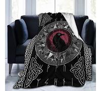Throw Blanket for Couch Vikings Red and Black Crow Super Soft Cozy Micro Fleece Blanket Novelty Fluffy Bed Plush Lightweight Warm Blankets for All Seasons 60"X50"