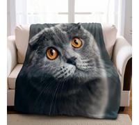 Throw Blanket for Kids 100 x 130 cm Scottish Fold cat 3D Print Cozy Fluffy Plush Soft Flannel Blanket for Boys, Children, Teens, Bed, Couch Decor