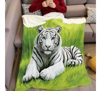 Throw Blanket for Kids 70 x 100 cm animal tiger green Soft Flannel Fleece Lightweight Cozy Warm Sofa Bed Couch Decorative Blanket