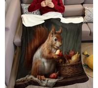Throw Blanket for Kids Animal squirrel Fluffy Blanket 3D Print Soft Warm Flannel Light Fleece Blanket 100 x 130 cm Boys Girls Birthday Gift Bed Sofa Couch