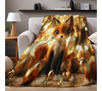 Throw Blanket for Sofa Bed 100 x 130 cm Cartoon Little Fox Flannel Fleece Blanket Soft Microfiber Blanket with Lightweight Warm Blanket for Adults Kids Home Travel
