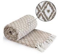 Emma Barclay Casablanca - Scandi Woven Recycled Cotton Chair Sofa Setee Bed Throw Over Blanket in Taupe - 50x60 (127x152cm)