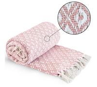 Emma Barclay Casablanca - Scandi Woven Recycled Cotton Chair Sofa Setee Bed Throw Over Blanket in Blush Pink - 90x100 (228x254cm)