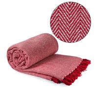 Emma Barclay Herringbone 100% Recycled Cotton Throw, Red - 229 X 254 Cm