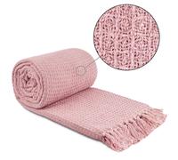 Honeycomb - Recycled Cotton Throw In Blush Pink - TJ Hughes