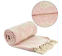Emma Barclay Heart - Recycled Cotton Throw With Heart Design in Blush Pink - 90x100 (228x254cm)