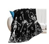 Throw Blanket Funny Halloween Ballet Dance Galaxy Skull Ballet Dancer Full Moon Flowers Bedspread Soft Fleece Blanket Vintage Flannel Throw For Sofas Living Room Camping S