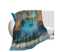 Throw Blanket Funny Underwater World Animals Abstract Summer Tropical Wildlife Sea Turtle Sharks Blankets Soft Flannel Throw Vintage Fleece Blanket For Bed Living Room Sofas M
