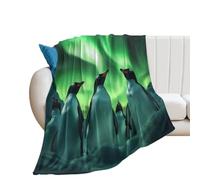 Throw Blanket Galaxy Aurora Penguin Watercolor Winter Cute Animal Penguin Flannel Throw Comfort Bedspread Soft Fleece Blanket For Living Room Bedroom Chair S