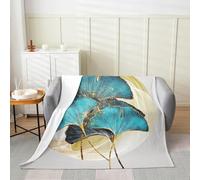 Throw Blanket Ginkgo Leaf Blanket Microfiber Anti-Static,For Sofas Fluffy Warm Soft Blanket For Bed Settees Armchairs,Fit All Season,Single