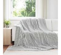 Throw Blanket Grey Fleece 240x270 cm Lightweight Cozy Home Decor Throw Ultrasoft