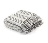 Throw Blanket Grey & White Cotton 125x150 cm Tassel Soft Machine Washable Decor
