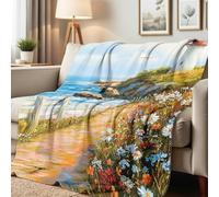 Throw Blanket Lighthouse Print And Coastal Beacon Nautical Beach Seascape Lighthouse Fleece Blanket Warm Flannel Throw Soft Bedspread For Living Room Bed Chair M