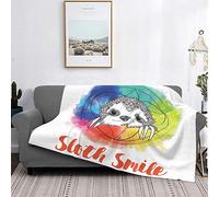 Throw Blanket Lightweight Ultra-Soft,Rainbow Colored Backdrop Image with Sketchy Happy Smiling Cartoon Sloth Art Print,Microfiber All Season Living Room/Bedroom/Sofa Couch Bed Flannel Quilt,60