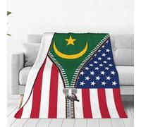 Throw Blanket Mauritania Mauritanian America Flag Funny Zipper Printed Fleece Blanket Warm Blankets Comfort Bedspread For Living Room Bedroom Chair S