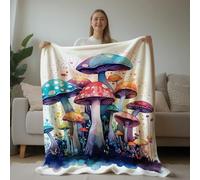 Throw Blanket Mushroom Mushroom Pattern Mushrooms Fleece Blanket Comfort Bedspread Funny Flannel Throw For Living Room Bed Chair M