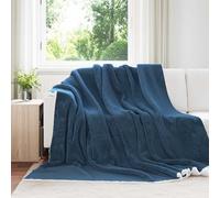 Throw Blanket Navy Blue 220x240cm Plush Fleece Lightweight Cozy Durable Home