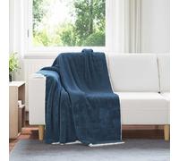 Throw Blanket Navy Blue 130 x 150 cm Fleece