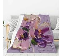 Throw Blanket Oils Painting Impasto Flower Vibrant Design Petals Blanket Warm Breathable Blankets For Car All Season Pets 100x125cm