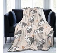 Throw Blanket Old English Sheepdog Super Soft Micro Fleece Bed Throw Blanket Plush Lightweight Decorative Couch, Sofa, Travel, Lap for Men Women Kids Size 60x50 inch