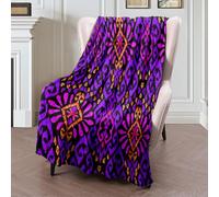 Throw Blanket Ornamental Zag Pattern Ikat Zigzag Ornate Geometry Hand Retro Textures Flannel Throw Funny Blankets Warm Bedspread For Living Room Bedroom Chair M