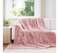 Throw Blanket Pink Fleece 240x270cm Plush Lightweight Cozy Home Decor for Sofa