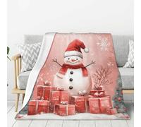 Throw Blanket Pinks Snowman & Gift Xmas Getting In The Christmas Spirits Blanket Lightweight Micro Blankets For Chairs Couch Sofa 125x150cm